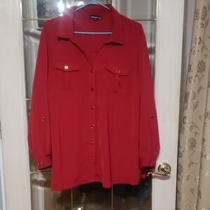 Claire France Long-sleeve blouse with buttons. Red. Size 20